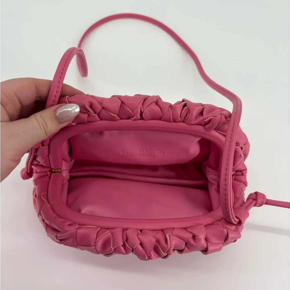 Bottega Veneta The Pouch Mini Intrecciato Leather Crossbody Clutch Pink